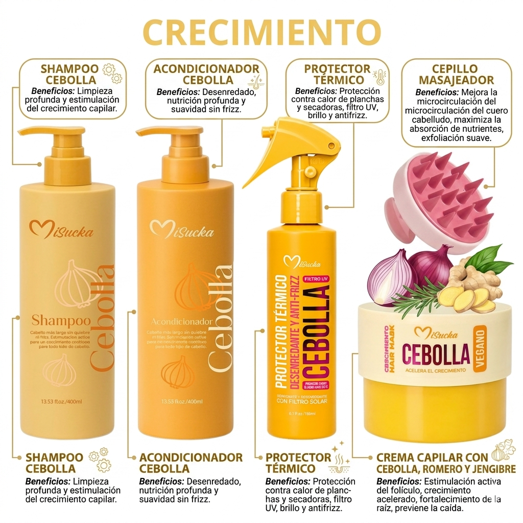 KIT CAPILAR DE CEBOLLA, JENGIBRE Y ROMERO - MISUCKA 5 PCS