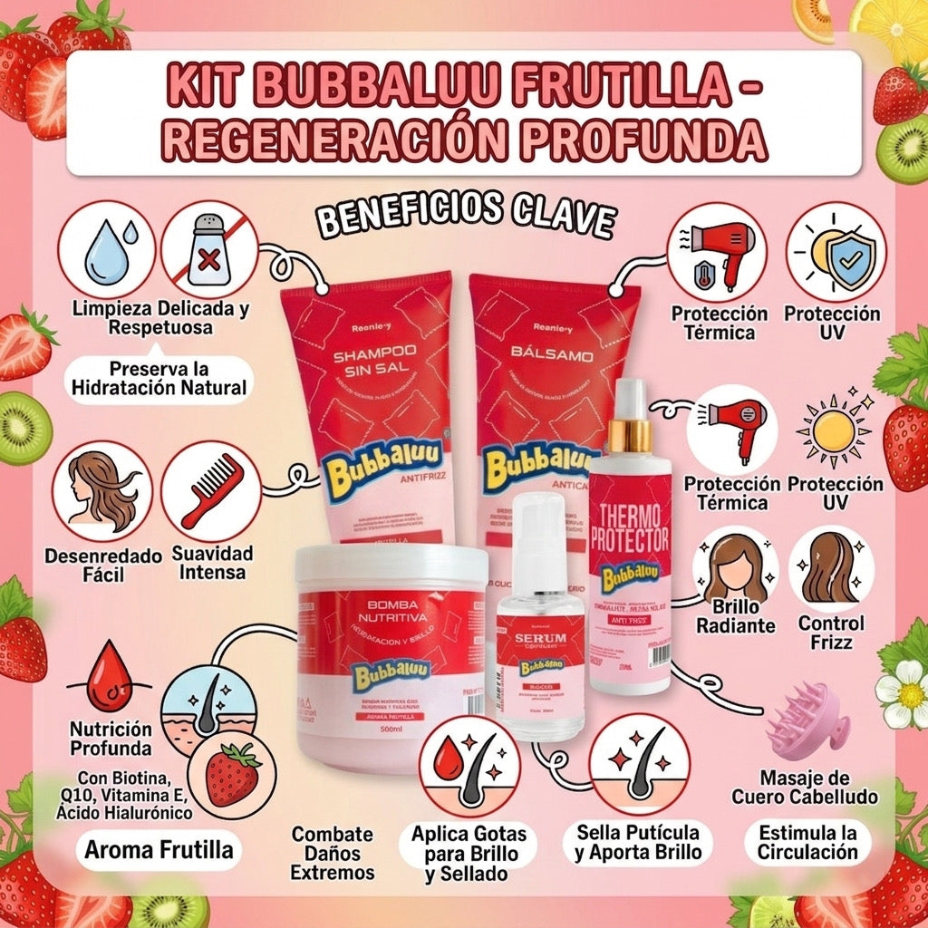 KIT CAPILAR FRUTILLA - BUBBALUU 6 PCS