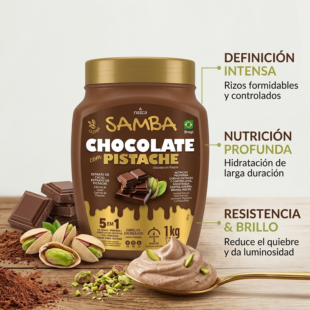 MASCARILLA PARA RIZOS CHOCOLATE PISTACHO SAMBA - NAZCA
