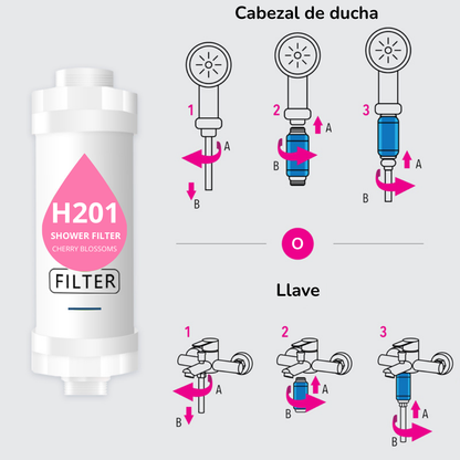 FILTRO PARA DUCHA H201 AROMA A BOTÓN DE CEREZA