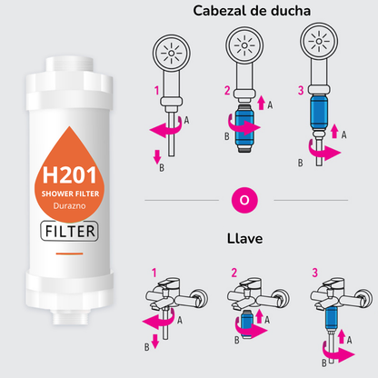FILTRO PARA DUCHA H201 AROMA A DURAZNO