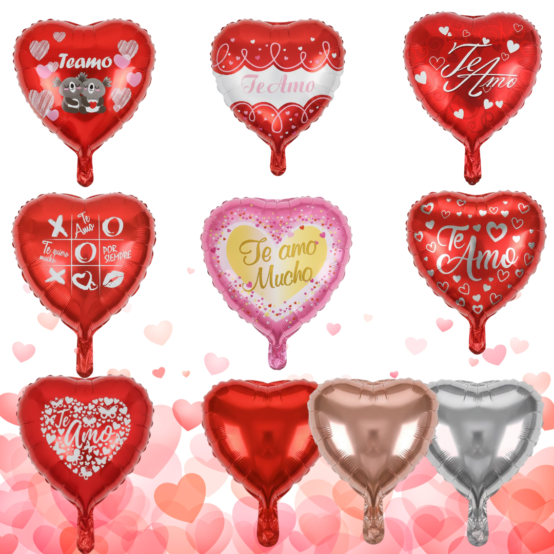 PACK 50 GLOBOS DE SAN VALENTÍN 25 CENTÍMETROS +VARILLAS ROJAS